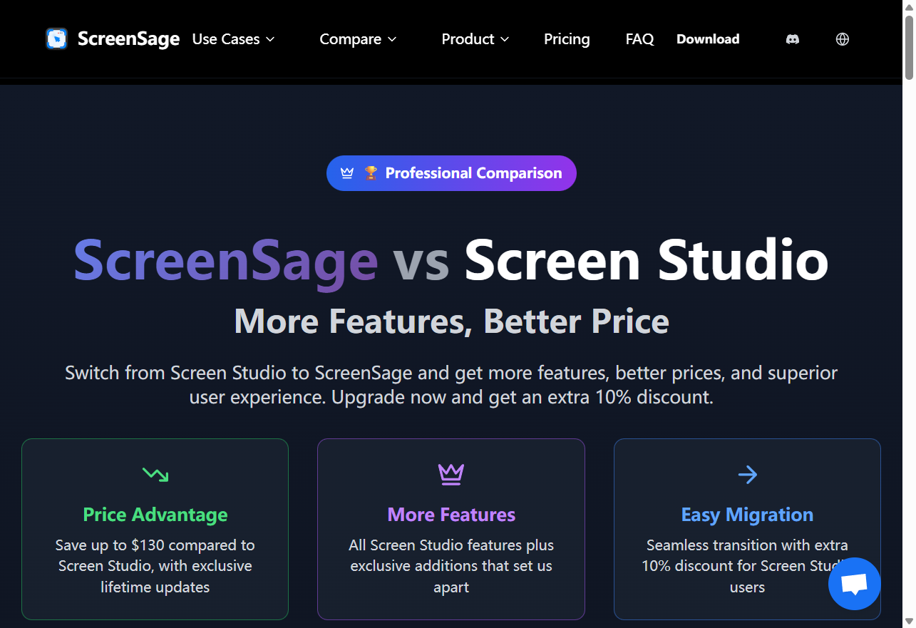 ScreenSage Pro vs Screen Studio 对比